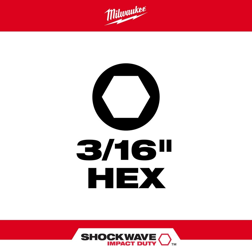 Milwaukee 48-32-4707 SHOCKWAVE™ Impact Hex 3/16 in. Insert Bit