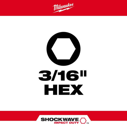 Milwaukee 48-32-4707 SHOCKWAVE™ Impact Hex 3/16 in. Insert Bit
