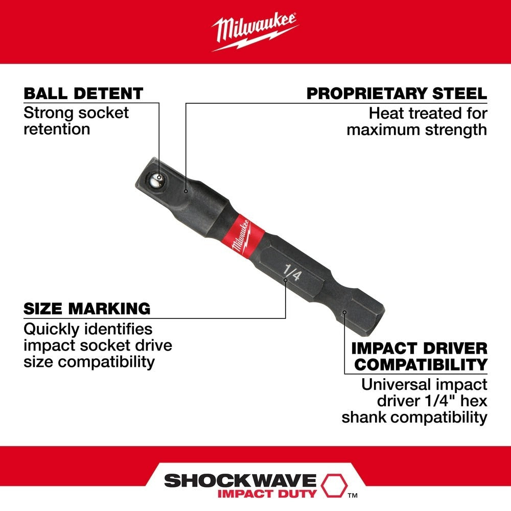 Milwaukee 48-32-5030 SHOCKWAVE 1/4" Impact Socket Adapter