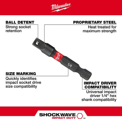 Milwaukee 48-32-5030 SHOCKWAVE 1/4" Impact Socket Adapter