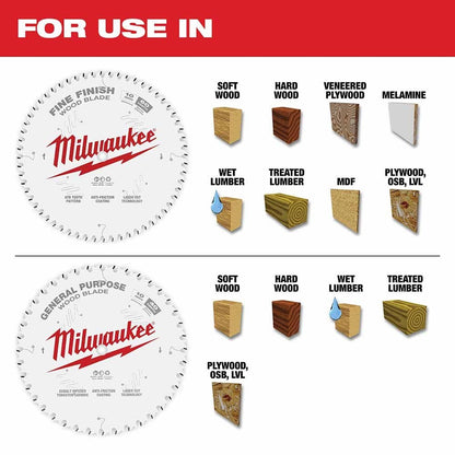 Milwaukee 48-40-1036 10" 40T + 60T Two Pack Circular Saw Blades
