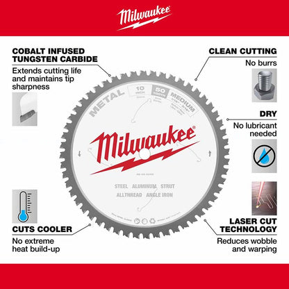 Milwaukee  48-40-4260 10" 50T METAL CSB, 5/8"