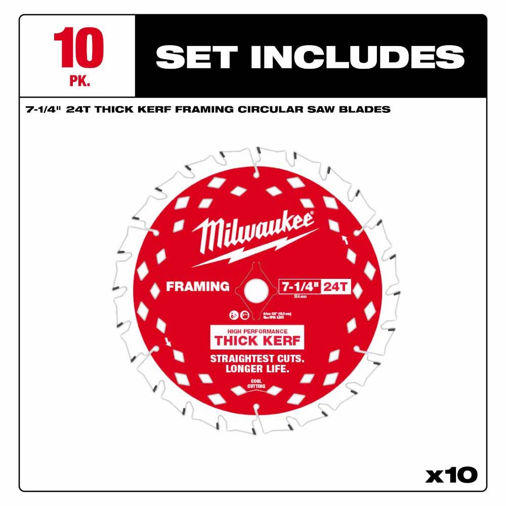 Milwaukee 48-41-0740 7-1/4" 24T Thick Kerf Framing Circular Saw Blade