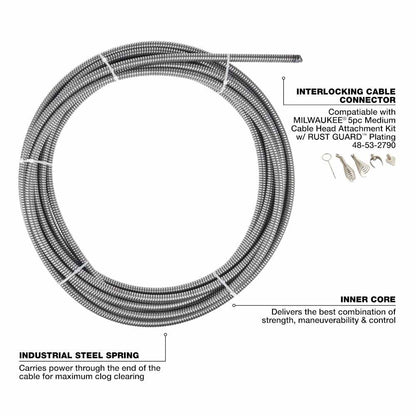 Milwaukee 48-53-2776 3/8" x 75' Inner Core Drum Cable
