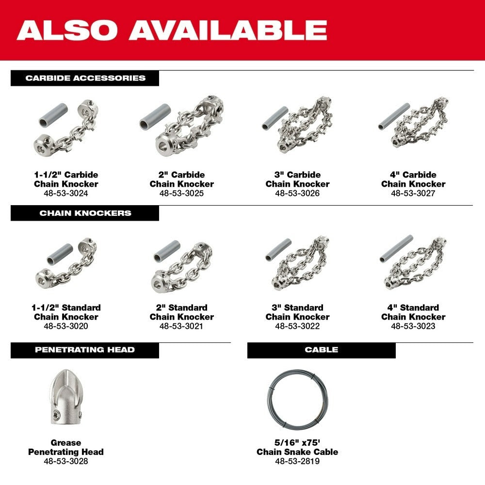 Milwaukee 48-53-3027 4" Carbide Chain Knocker for 5/16" Chain Snake Cable