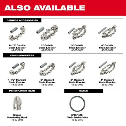 Milwaukee 48-53-3027 4" Carbide Chain Knocker for 5/16" Chain Snake Cable