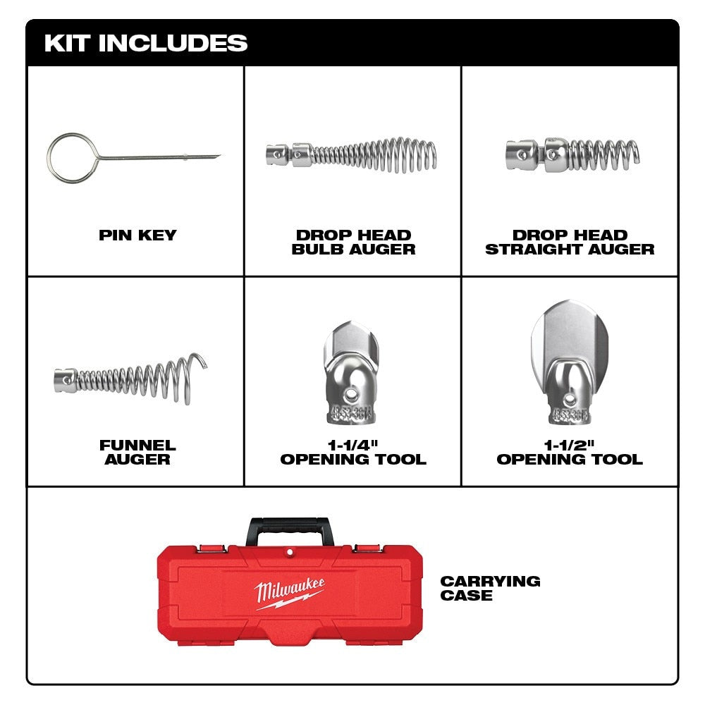 Milwaukee 48-53-3820 1-1/4" - 2" Head Attachment Kit For 5/8" Sectional Cable