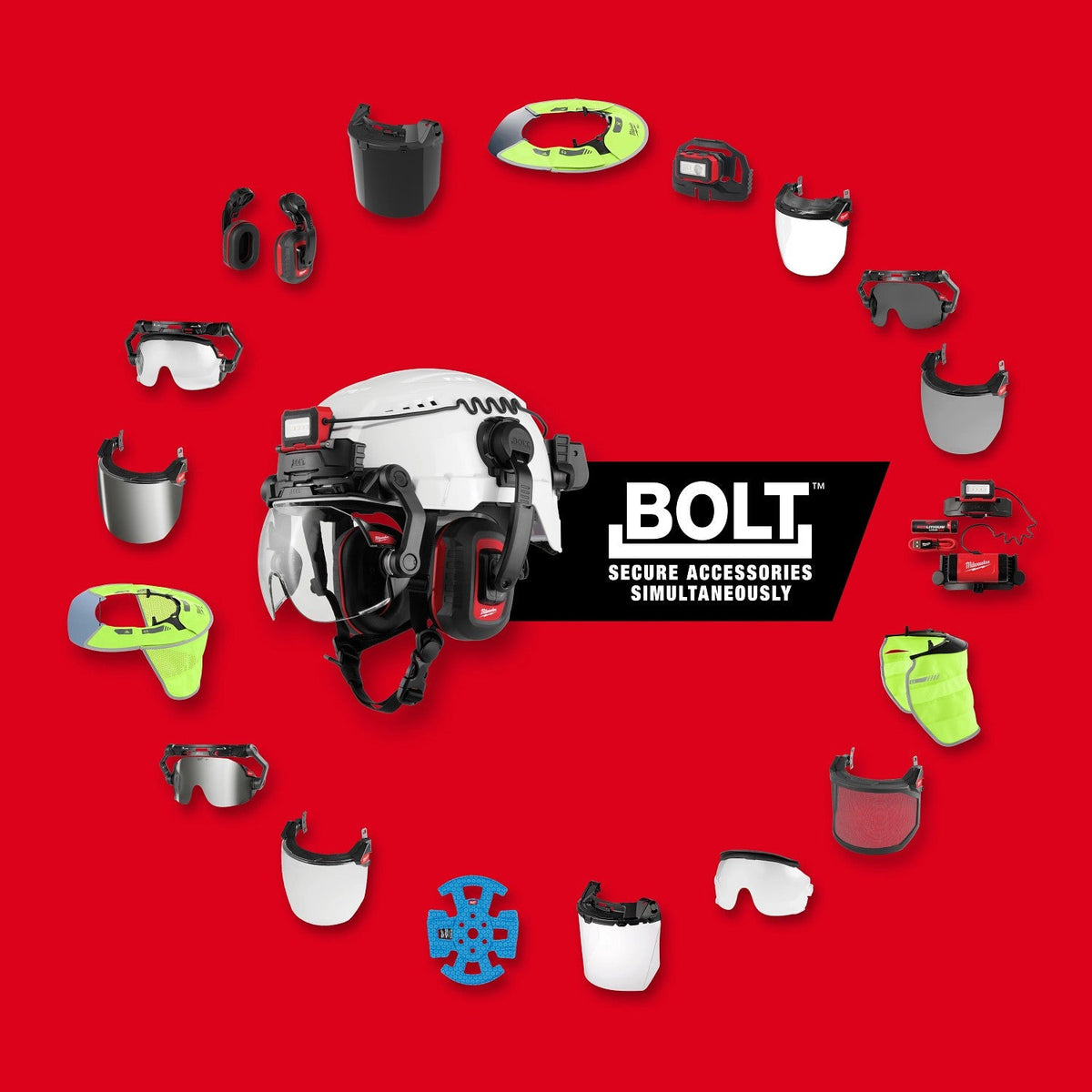 Milwaukee 48-73-1651 BOLT White Full Brim Safety Helmet – Type 2, Class E