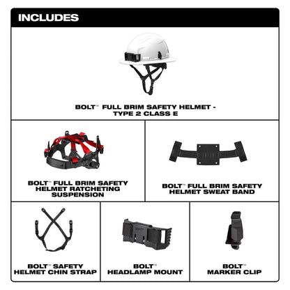 Milwaukee 48-73-1661 BOLT Black Full Brim Safety Helmet – Type 2, Class E