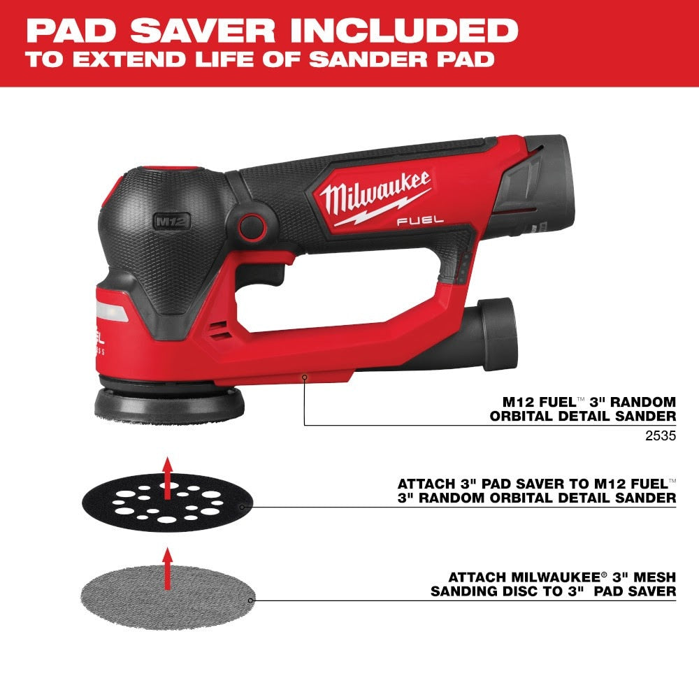 Milwaukee 48-80-6406 3" Assorted 80, 120, 180 Grit Mesh Sanding Discs with POWERGRID Tear Resistant Mesh - 36 pk + 3 Pad Savers