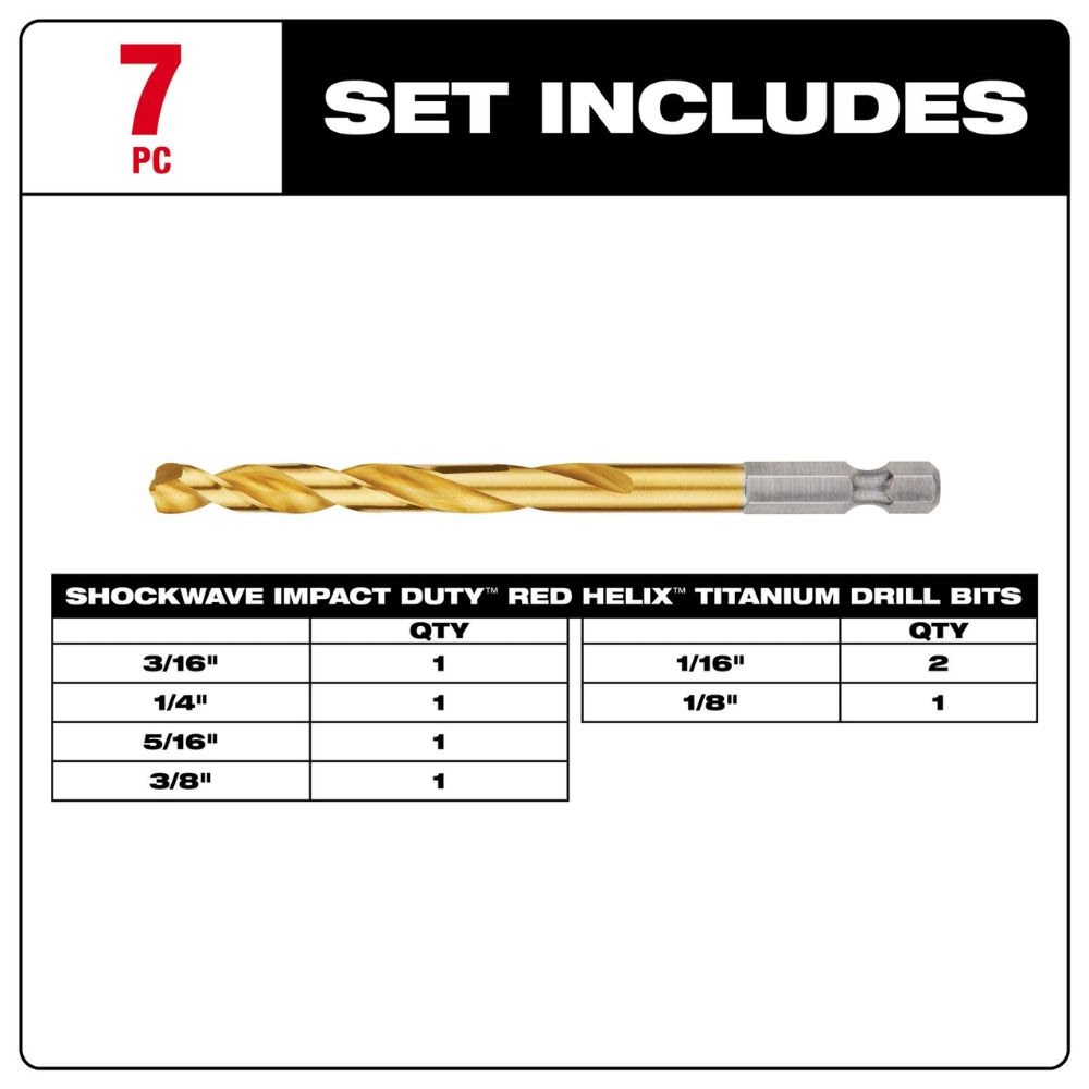 Milwaukee 48-89-4637 SHOCKWAVE Impact Duty Titanium Drill Bit Set (7-Piece)