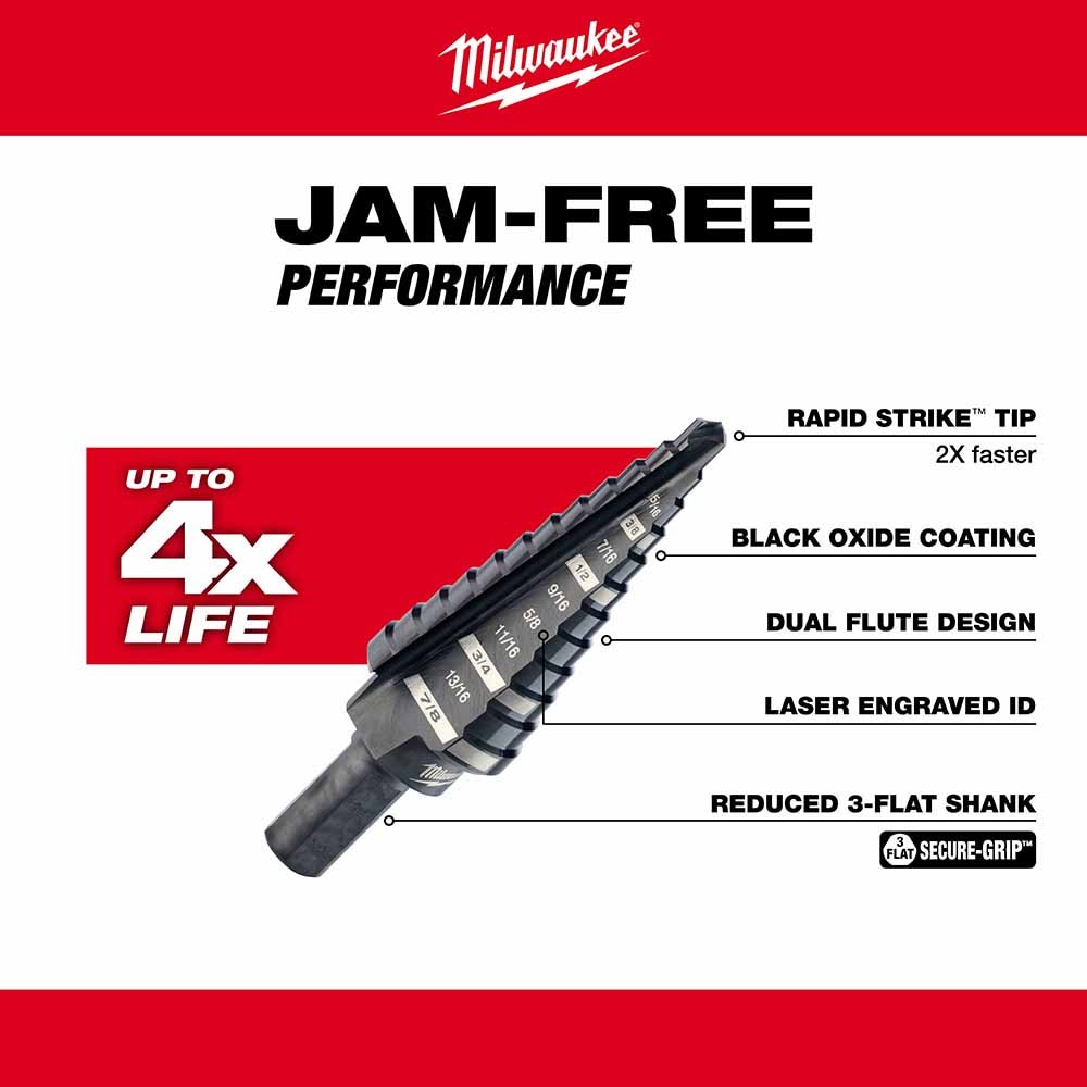 Milwaukee 48-89-9204 Milwaukee #4 Step Bit 3/16"-7/8"