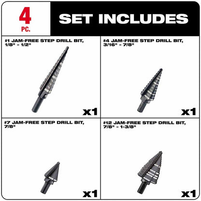 Milwaukee 48-89-9223 Milwaukee 4pc Set (#1, #4, #7, #12)