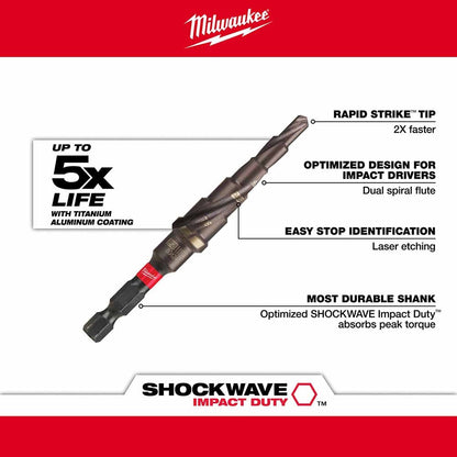 Milwaukee 48-89-9242 SHOCKWAVE Impact Duty Step Bit #2 3/16 - 1/2"