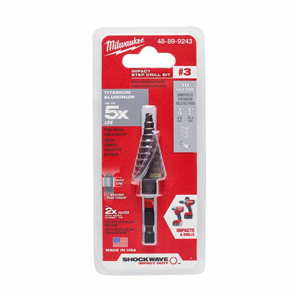 Milwaukee 48-89-9243 SHOCKWAVE Impact Duty Step Bit #3 3/16 - 3/4"