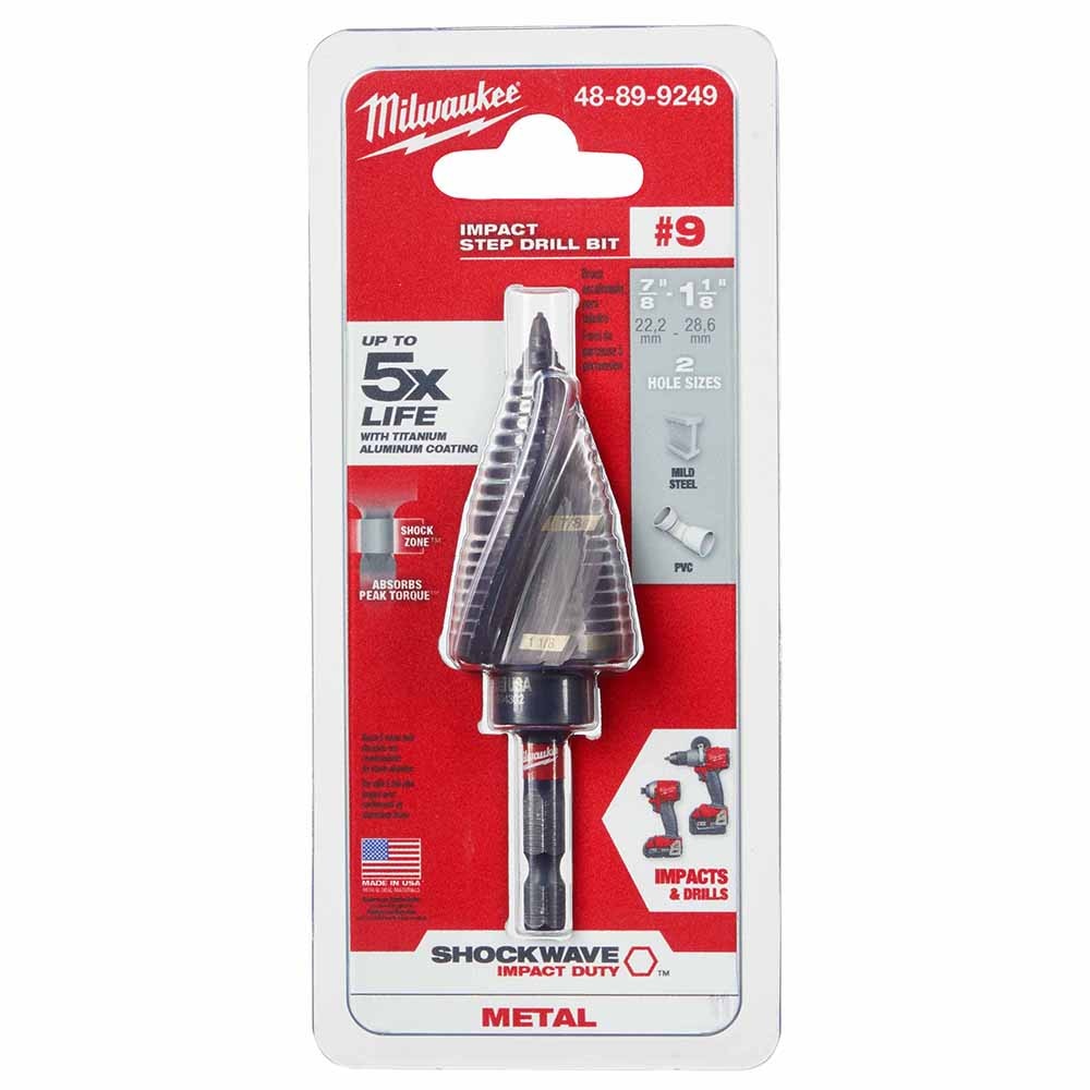 Milwaukee 48-89-9249 SHOCKWAVE Impact Duty Step Bit #9 7/8" &1-1/8"