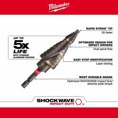 Milwaukee 48-89-9256 SHOCKWAVE Impact Duty Step Bit Mechanical Set (#2, #3, #8)