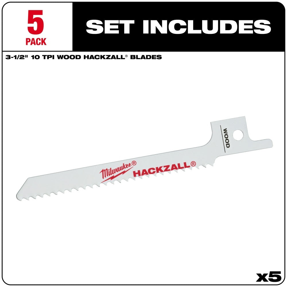 Milwaukee 49-00-5324 M12 Hackzall Blade 3.5" Metal Scroll 5-Pack