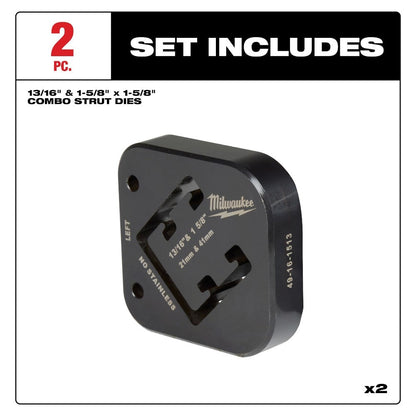 Milwaukee 49-16-1513 13/16" & 1-5/8" x 1-5/8" Combination Strut Shearing Dies