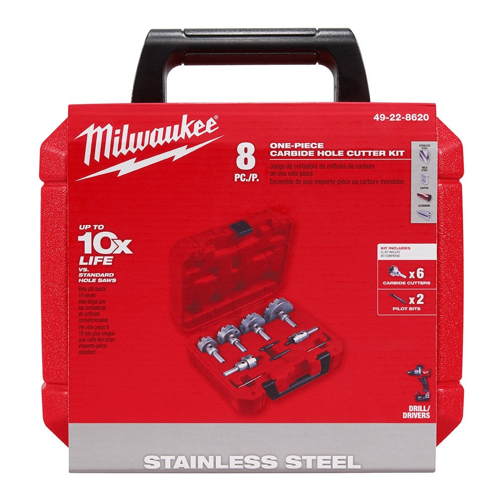 Milwaukee 49-22-8620 ONE-PIECE CARBIDE HOLE CUTTER KIT: 8PC