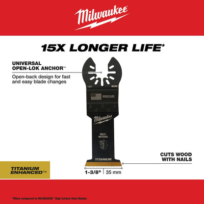 Milwaukee  49-25-1239 Milwaukee® OPEN-LOK™ 1-3/8" TITANIUM ENHANCED BI-METAL MULTI-MATERIAL BLADES 10PK