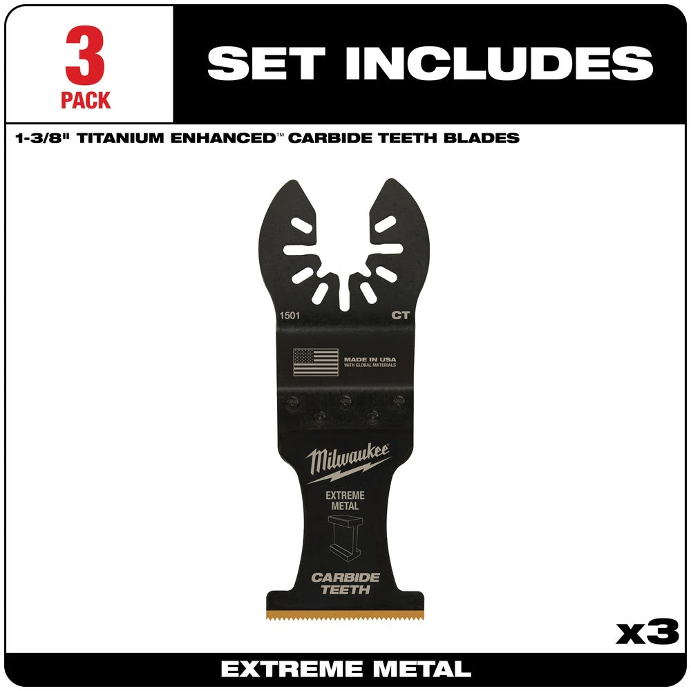 Milwaukee  49-25-1503 Milwaukee® OPEN-LOK™ 1-3/8" TITANIUM ENHANCED CARBIDE TEETH METAL BLADE 3PK