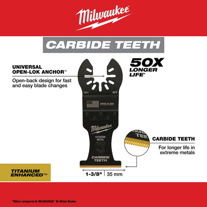 Milwaukee  49-25-1503 Milwaukee® OPEN-LOK™ 1-3/8" TITANIUM ENHANCED CARBIDE TEETH METAL BLADE 3PK
