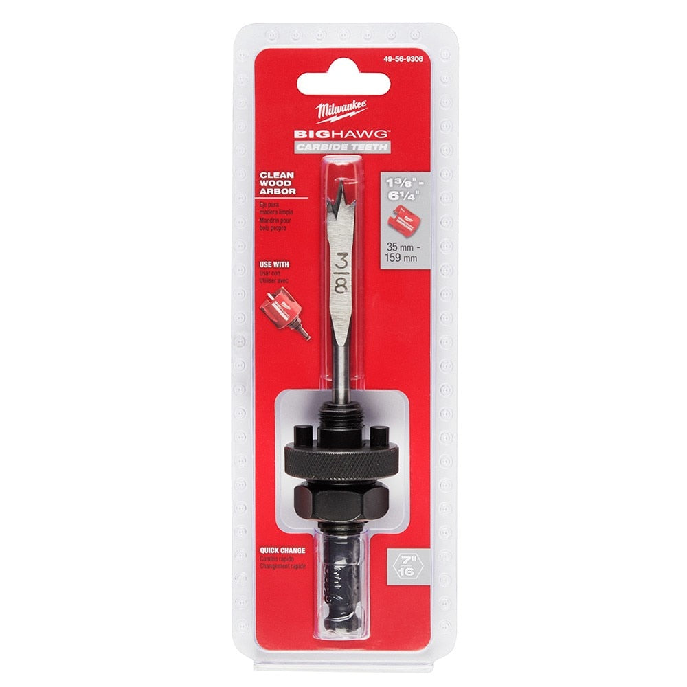 Milwaukee 49-56-9306 BIG HAWG™ Clean Wood Arbor 7/16" Shank Fits 1-3/8" - 6-1/4"