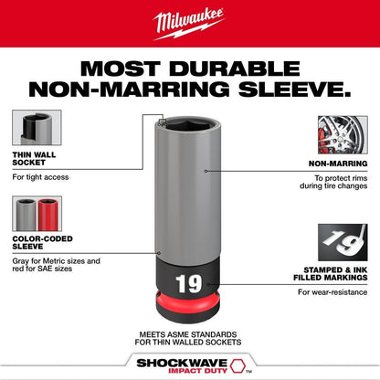 Milwaukee 49-66-7830 SHOCKWAVE Impact Duty 1/2 Drive Metric 3PC Lug Nut Wheel Socket Set