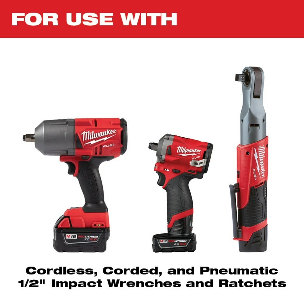 Milwaukee 49-66-7831 SHOCKWAVE Impact Duty 1/2 Drive SAE & Metric 5PC Lug Nut Wheel Socket Set