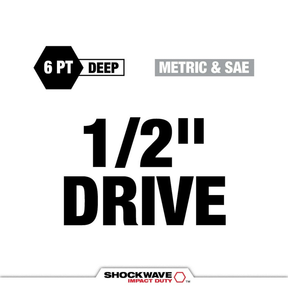 Milwaukee 49-66-7833 SHOCKWAVE Impact Duty 1/2 Drive SAE & Metric 11PC Lug Nut Wheel Socket Set