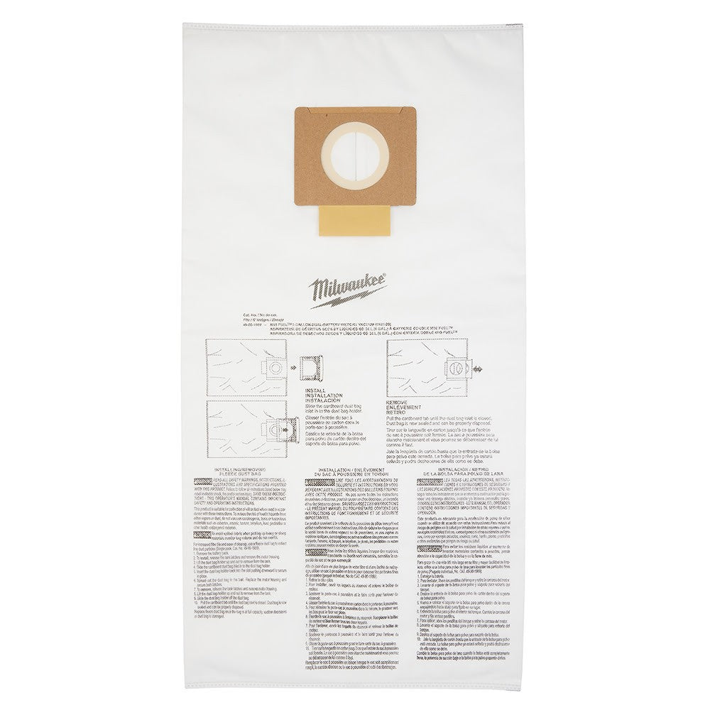 Milwaukee 49-90-1989 Fleece Dust Bags (5PK) - 9 Gallon