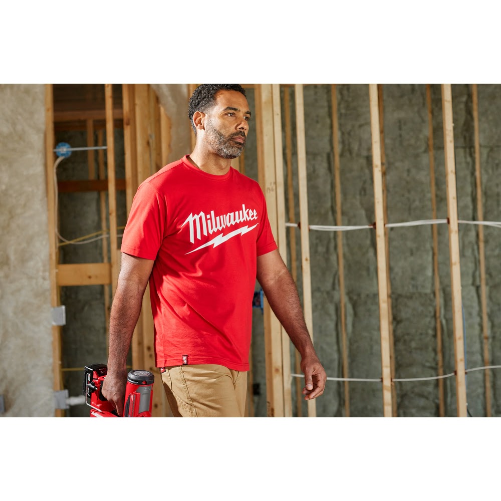 Milwaukee 607R Heavy Duty T-Shirt - Short Sleeve Logo Red