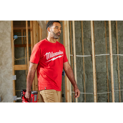 Milwaukee 607R Heavy Duty T-Shirt - Short Sleeve Logo Red