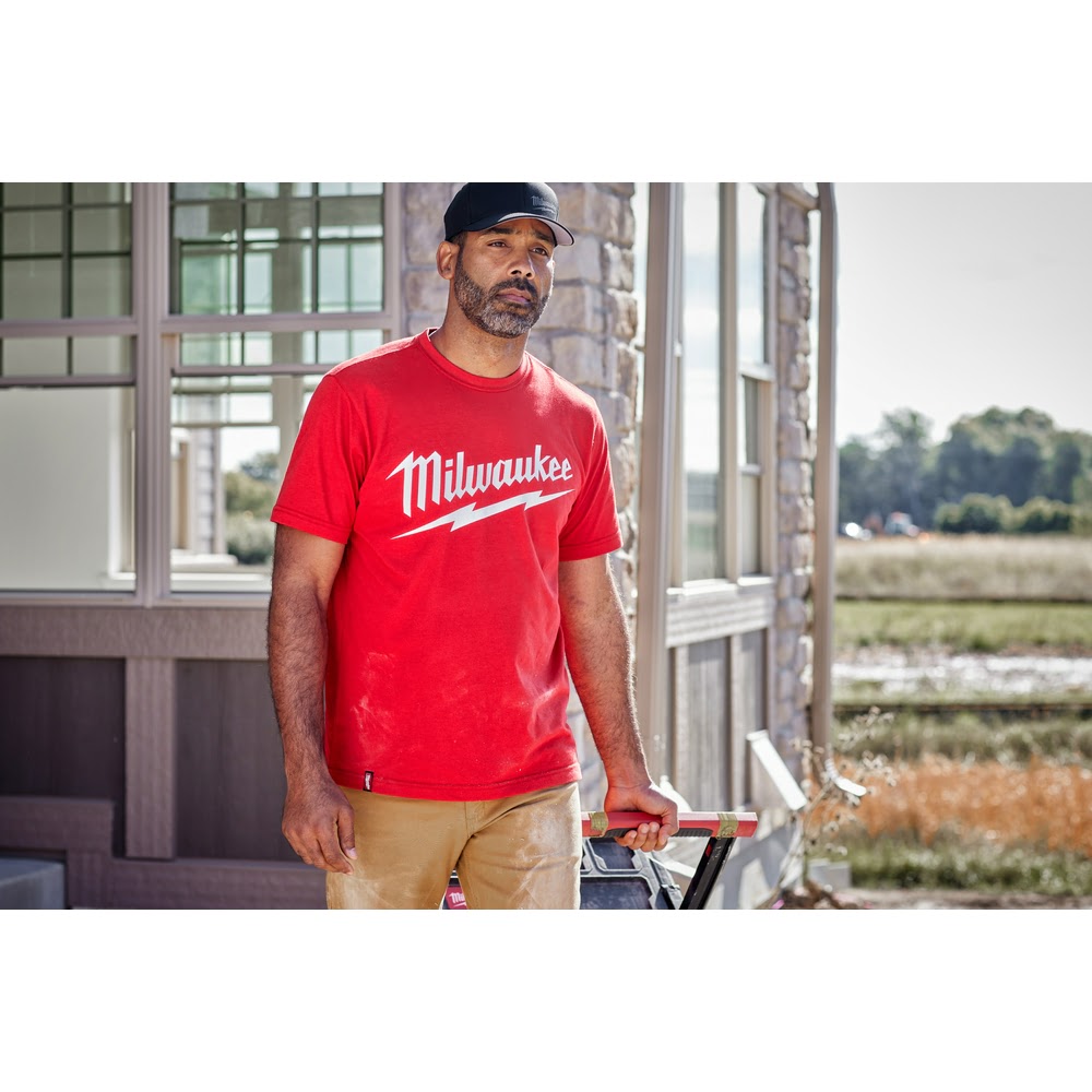 Milwaukee 607R Heavy Duty T-Shirt - Short Sleeve Logo Red