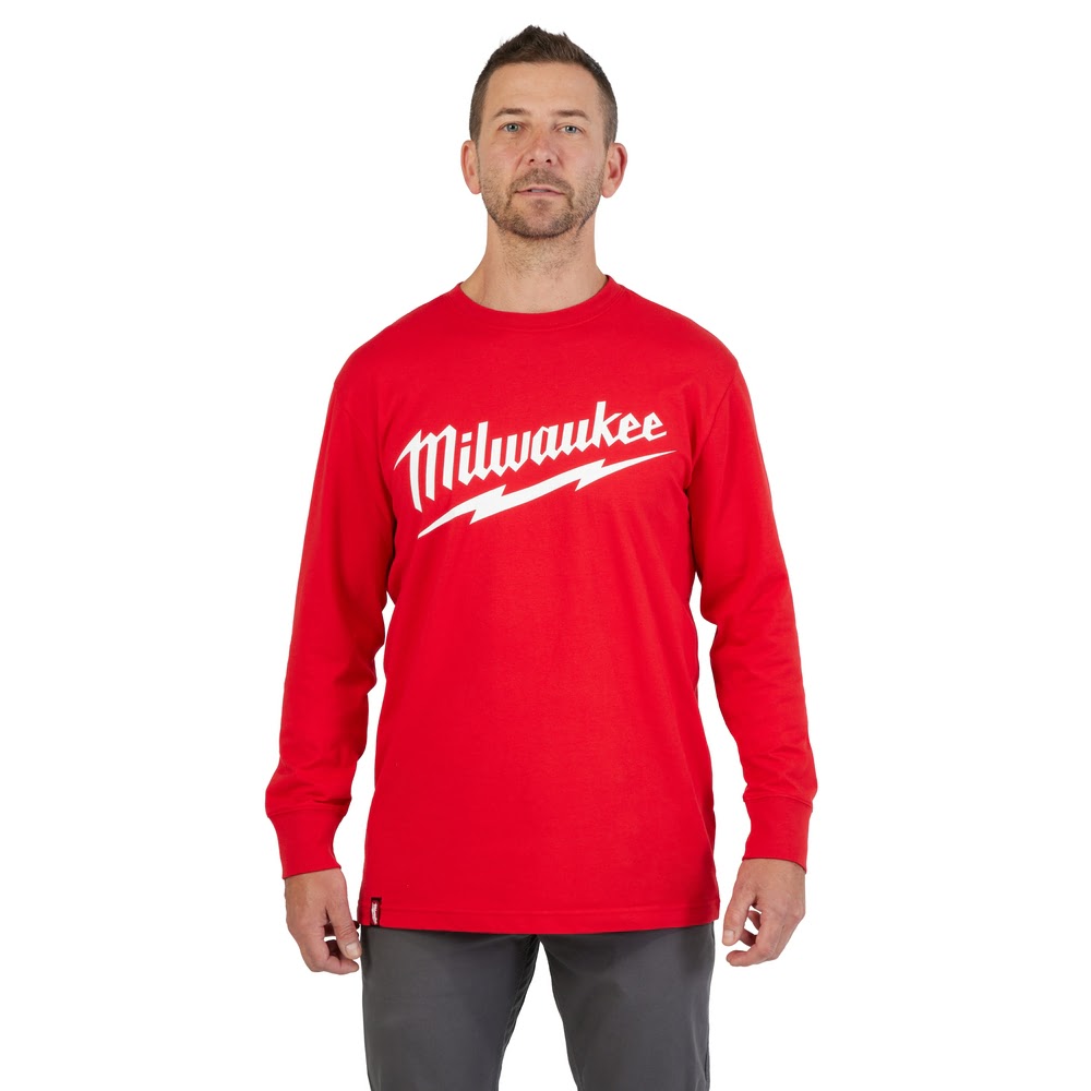 Milwaukee 608R Heavy Duty T-Shirt - Long Sleeve Logo Red
