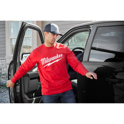Milwaukee 608R Heavy Duty T-Shirt - Long Sleeve Logo Red