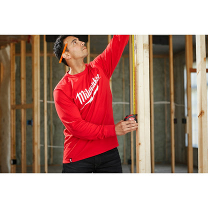 Milwaukee 608R Heavy Duty T-Shirt - Long Sleeve Logo Red