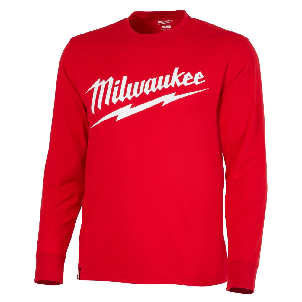Milwaukee 608R Heavy Duty T-Shirt - Long Sleeve Logo Red