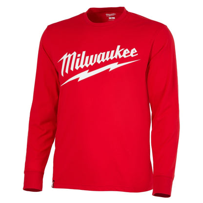 Milwaukee 608R Heavy Duty T-Shirt - Long Sleeve Logo Red