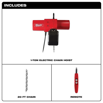 Milwaukee 9566 1 Ton Electric Chain Hoist - 10 ft.