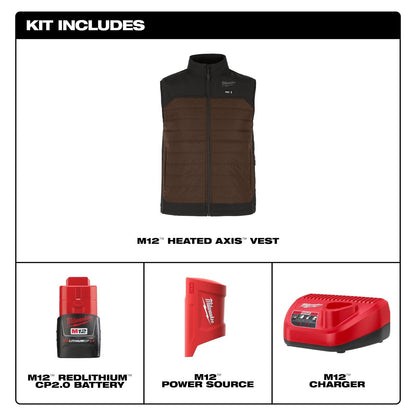 Milwaukee M300N-21 M12 Heated Brown Axis Vest Kit