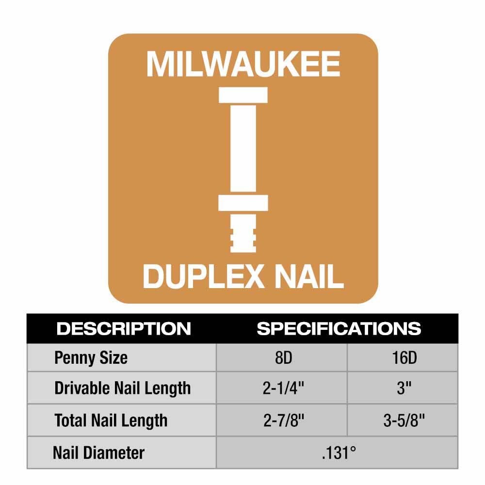 Milwaukee MDP16D-2000 Milwaukee 16D 3” x .131” Collated Duplex Nails