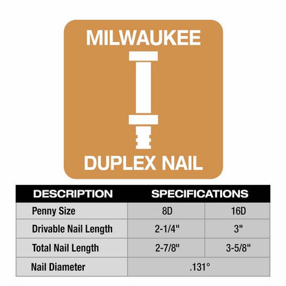 Milwaukee MDP16D-2000 Milwaukee 16D 3” x .131” Collated Duplex Nails
