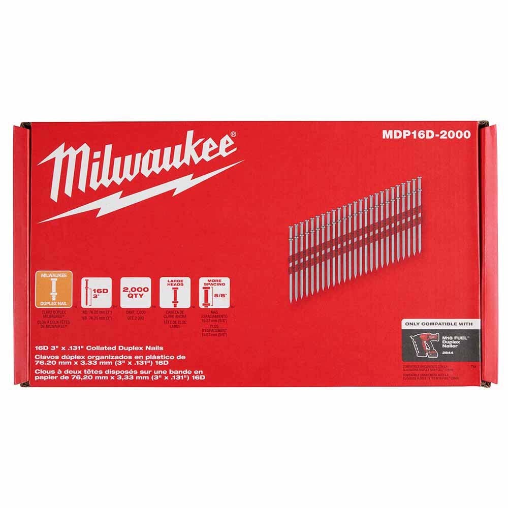 Milwaukee MDP16D-2000 Milwaukee 16D 3” x .131” Collated Duplex Nails