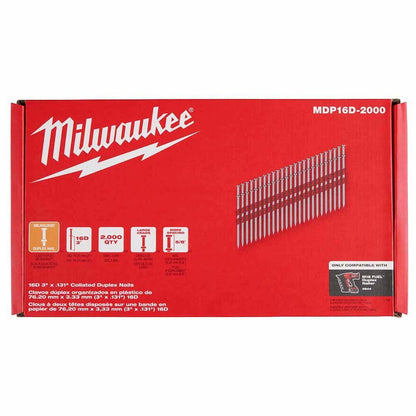 Milwaukee MDP16D-2000 Milwaukee 16D 3” x .131” Collated Duplex Nails