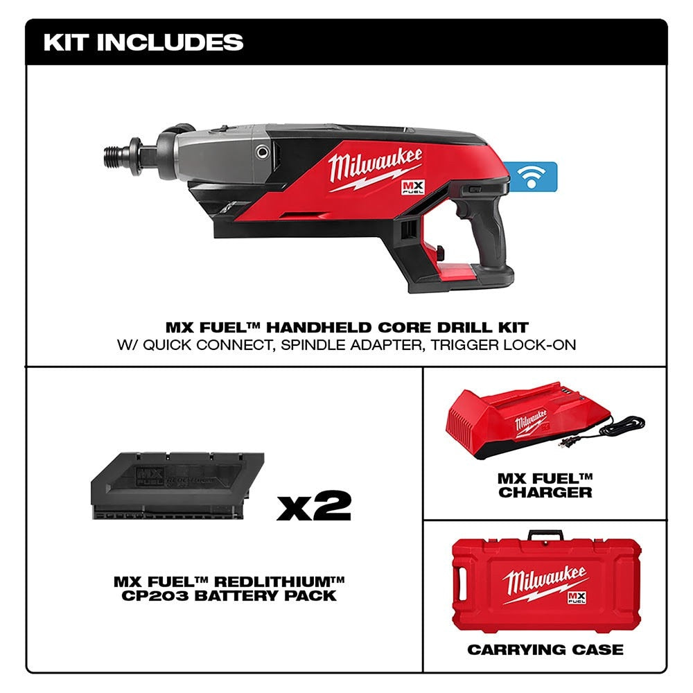 Milwaukee MXF301-2CP MX FUEL Handheld Concrete Core Drill Kit w/ Two Batteries and Charger