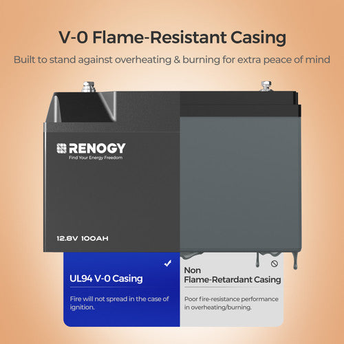 Pro - Renogy 12V 100Ah Smart Lithium Iron Phosphate Battery w/Bluetooth & Self-heating Function