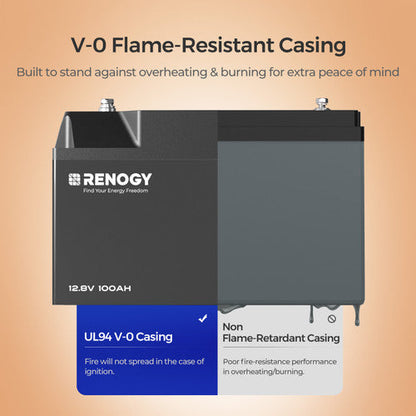 Pro - Renogy 12V 100Ah Smart Lithium Iron Phosphate Battery w/Bluetooth & Self-heating Function