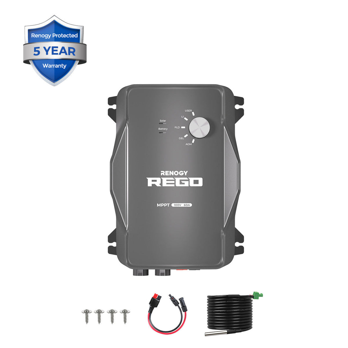 Renogy REGO 12V 60A MPPT Solar Charge Controller +5Ft Power Cable